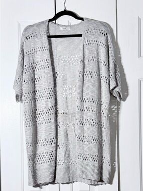 Soft Drapey Crochet Cardigan Lightweight Boho Feminine Layering Sweater - Size L
